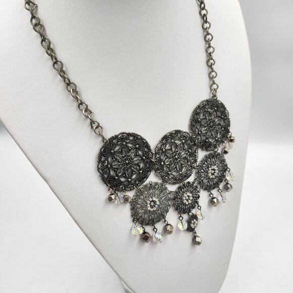 Metal Circular Statement Necklace - Picture 7 of 8